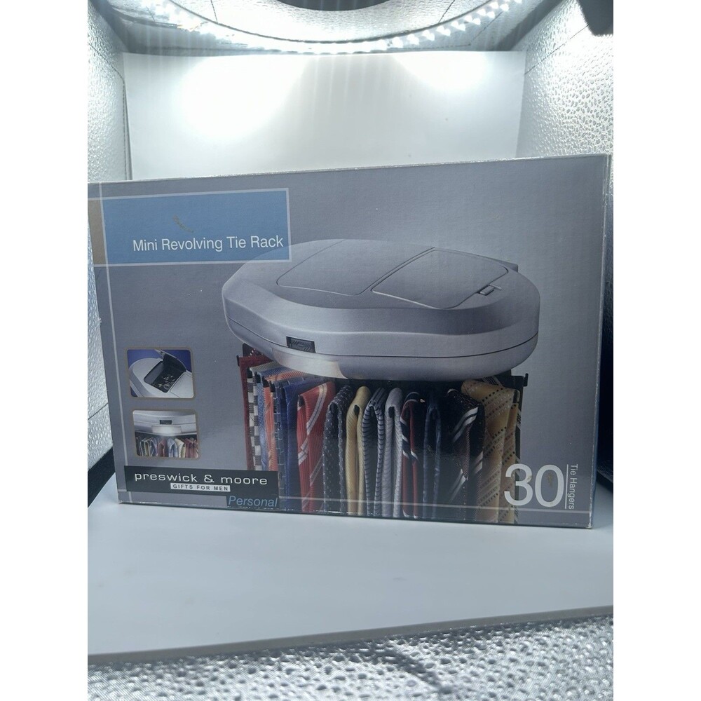 Mini Revolving Tie Rack 30 Ties Battery Power  w/ Built-in Light Isotoner/totes
